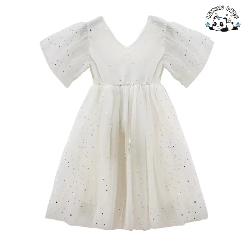 LEZONKIDS - Novo Produto de 2024 Vestidos de Tule Elegantes e Fofos para Meninas e Crianças para Festa e Domingo